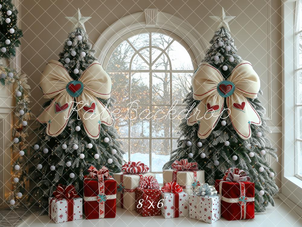 Kate Christmas Trees Bows Presents Window Backdrop Designed by Mini MakeBelieve - Image 3