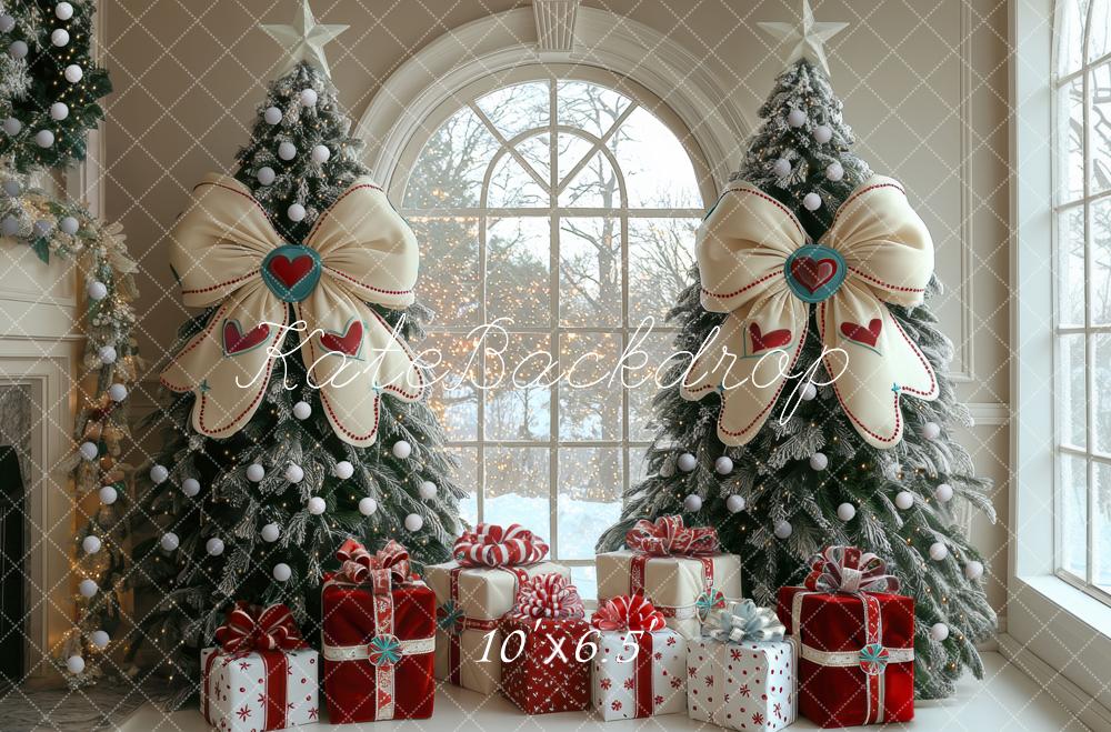 Kate Christmas Trees Bows Presents Window Backdrop Designed by Mini MakeBelieve - Image 4