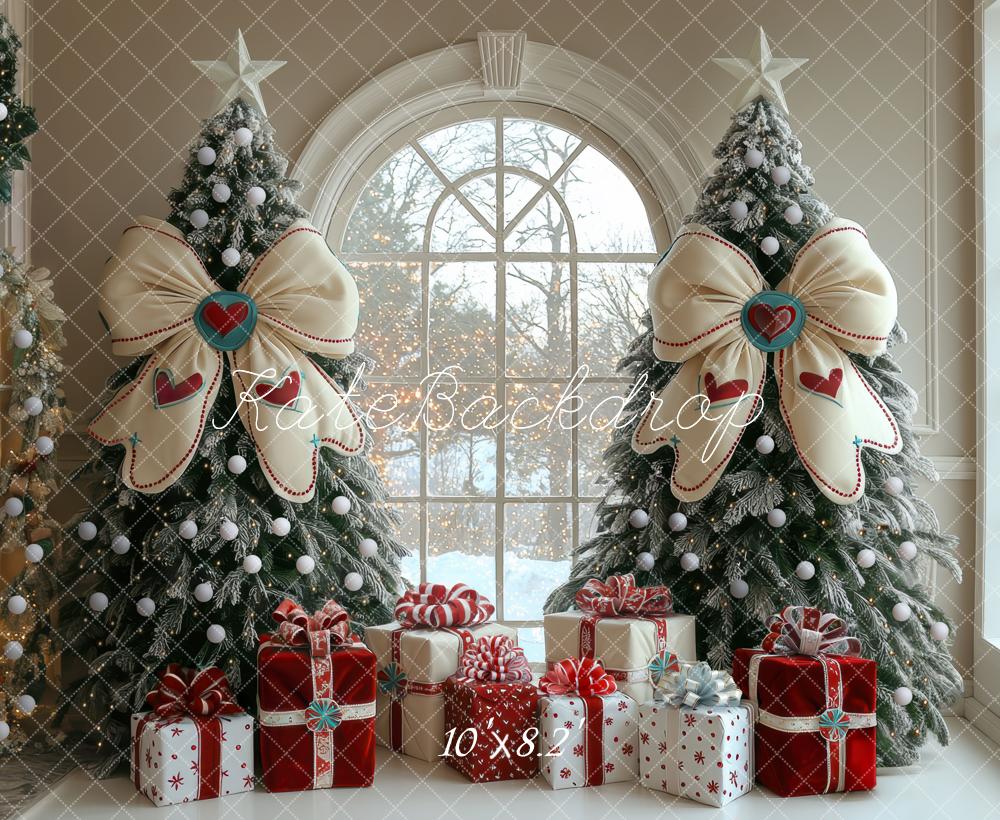 Kate Christmas Trees Bows Presents Window Backdrop Designed by Mini MakeBelieve - Image 6