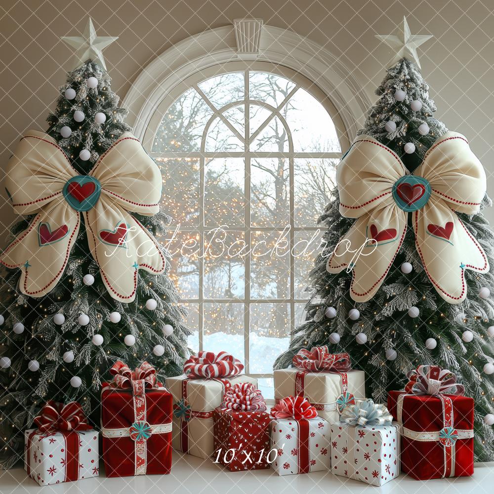 Kate Christmas Trees Bows Presents Window Backdrop Designed by Mini MakeBelieve - Image 7