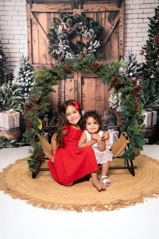 Kate Christmas Trees Brown Wooden Barn Door Backdrop Designed by Emetselch - Image 11