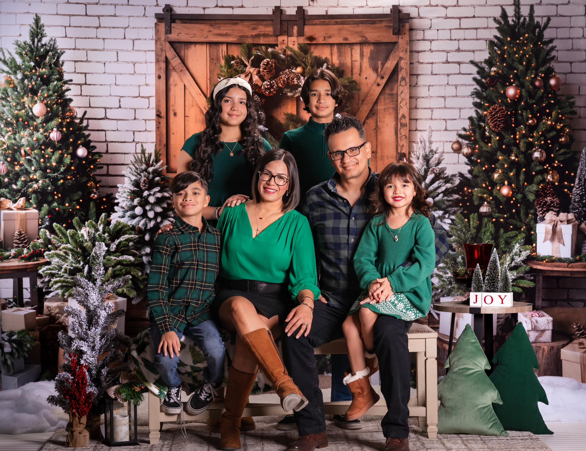 Kate Christmas Trees Brown Wooden Barn Door Backdrop Designed by Emetselch - Image 3
