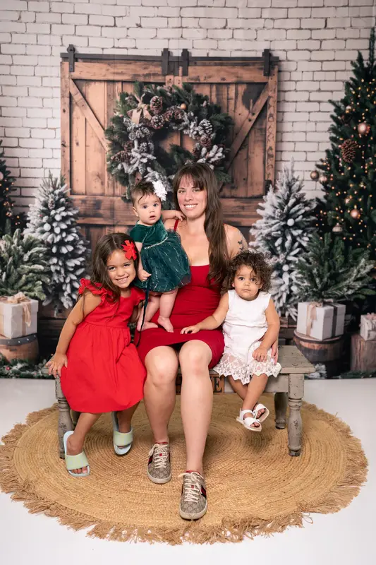 Kate Christmas Trees Brown Wooden Barn Door Backdrop Designed by Emetselch - Image 6