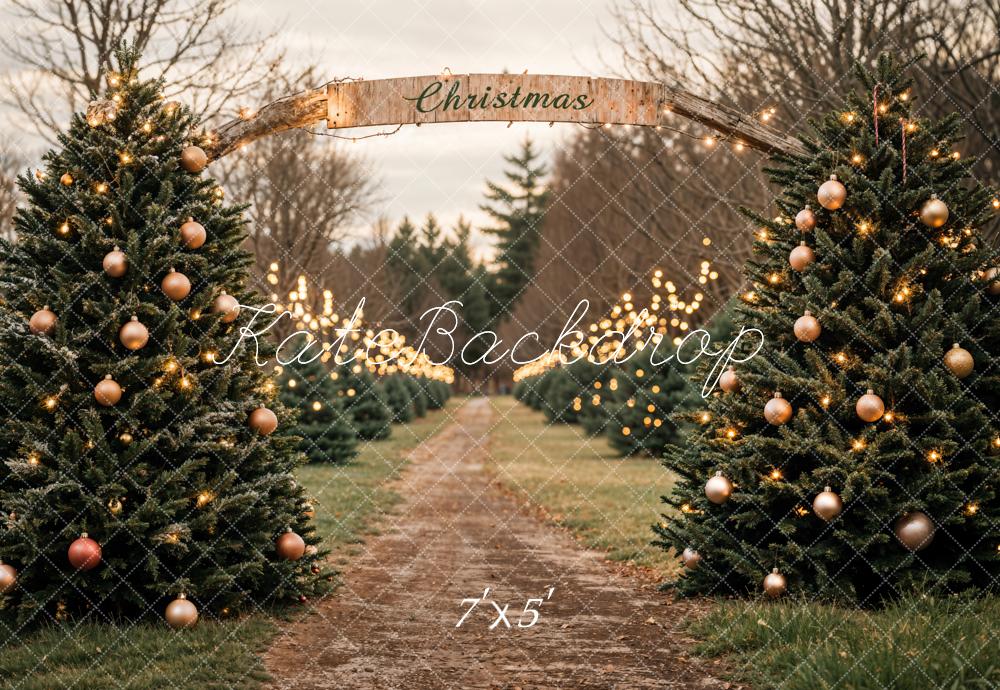 Kate Christmas Trees Farm Road Backdrop Designed by Emetselch - Image 2