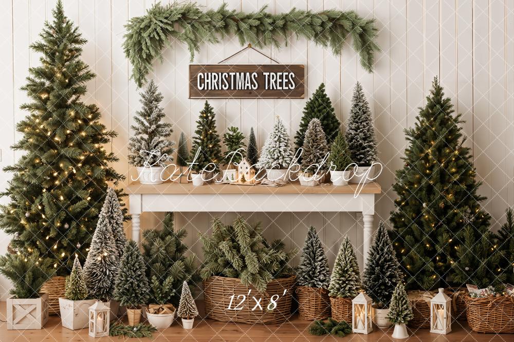 Kate Christmas Trees Garland Fleece Backdrop Designed by Emetselch - Image 4