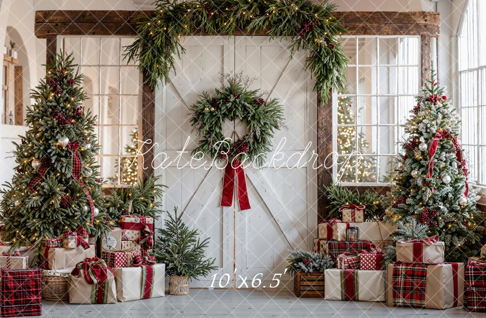 Kate Christmas Trees Garland Presents Fleece Backdrop Designed by Emetselch - Image 2
