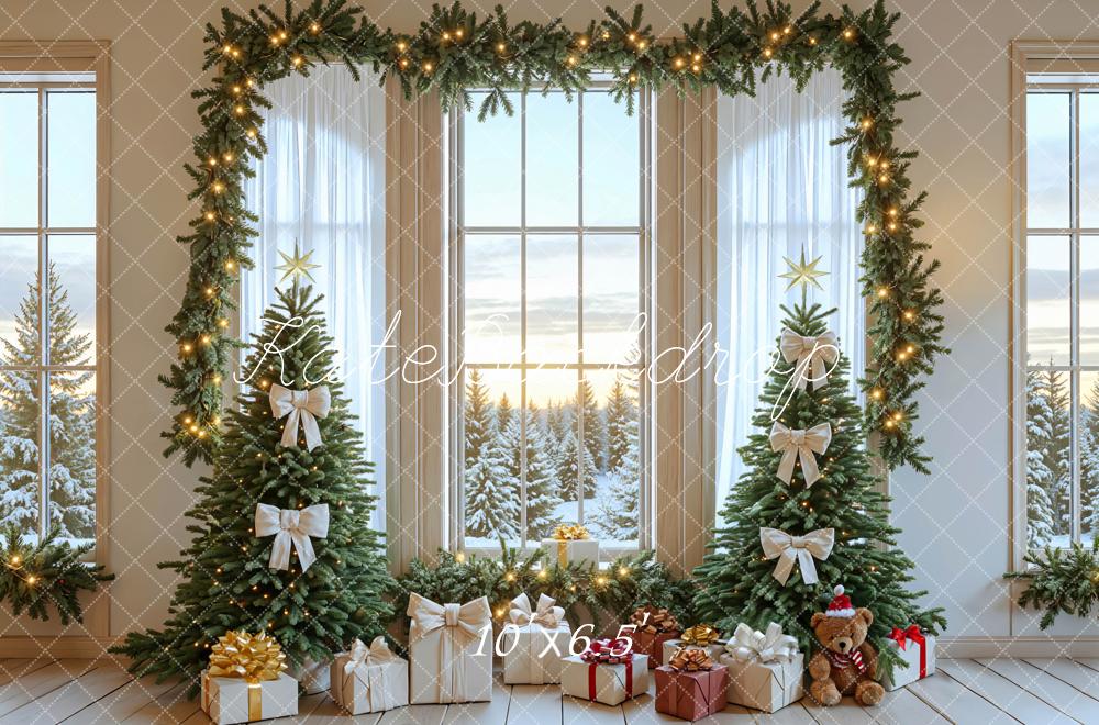 Kate Christmas Trees Garland Presents Window Backdrop Designed by Mini MakeBelieve - Image 4