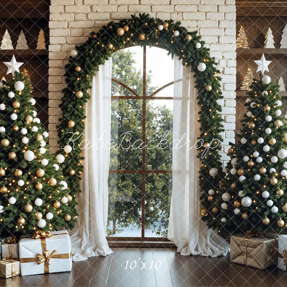 Kate Christmas Trees Garland White Brick Backdrop Designed by Mini MakeBelieve - Image 7