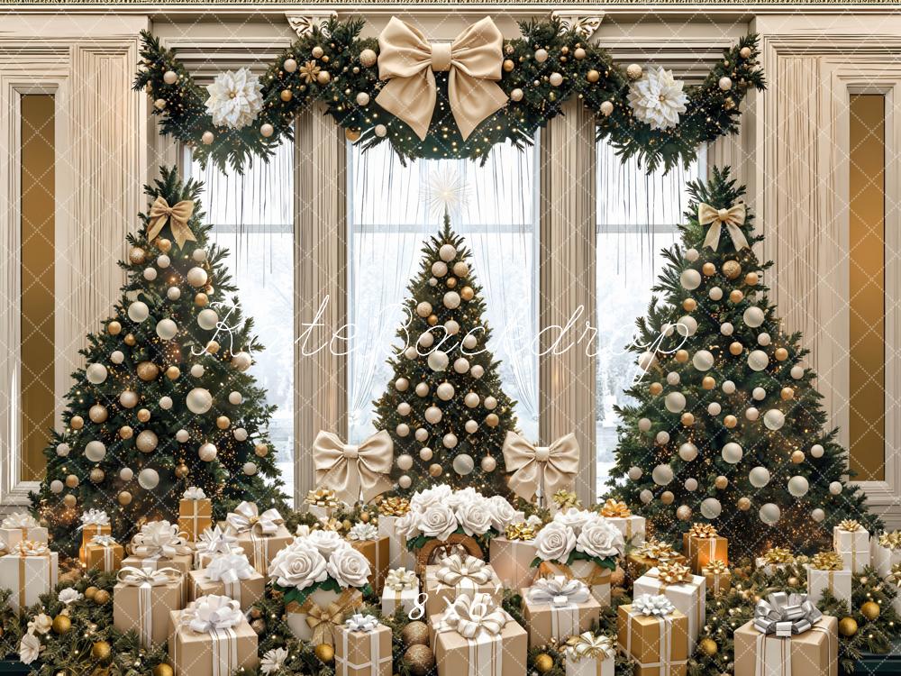 Kate Christmas Trees Gold Bows Gifts Backdrop Designed by Mini MakeBelieve - Image 3