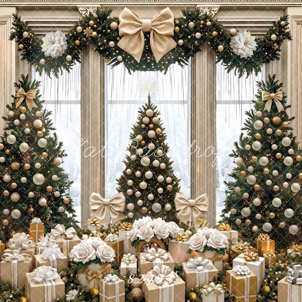 Kate Christmas Trees Gold Bows Gifts Backdrop Designed by Mini MakeBelieve - Image 5