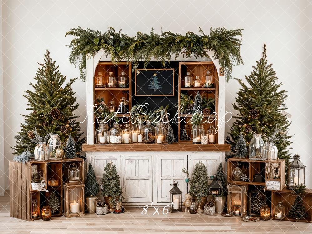 Kate Christmas Trees Lanterns Wooden Cabinet Backdrop Designed by Emetselch - Image 3