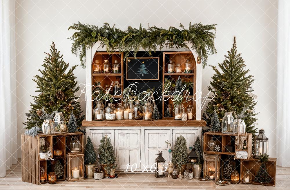 Kate Christmas Trees Lanterns Wooden Cabinet Backdrop Designed by Emetselch - Image 4