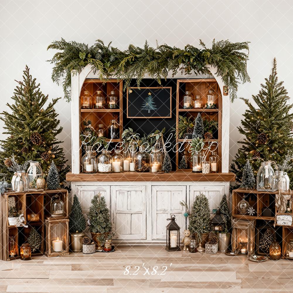 Kate Christmas Trees Lanterns Wooden Cabinet Backdrop Designed by Emetselch - Image 5