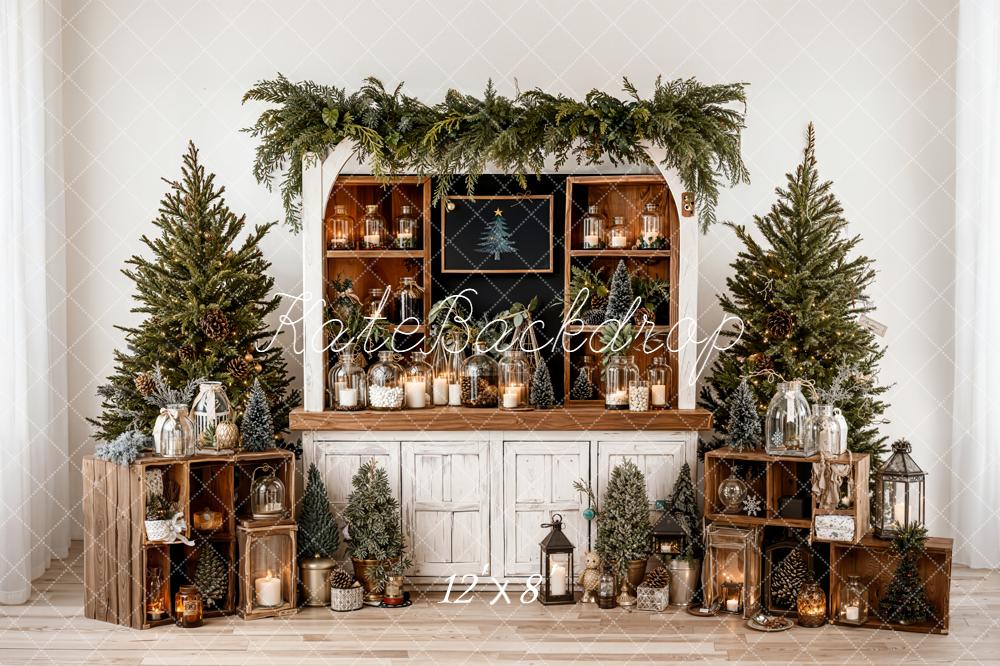 Kate Christmas Trees Lanterns Wooden Cabinet Backdrop Designed by Emetselch - Image 8