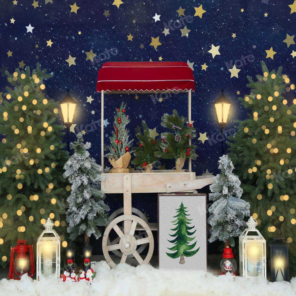 Kate Christmas Trees Night Snow Winter Backdrop Designed by Emetselch - Image 2