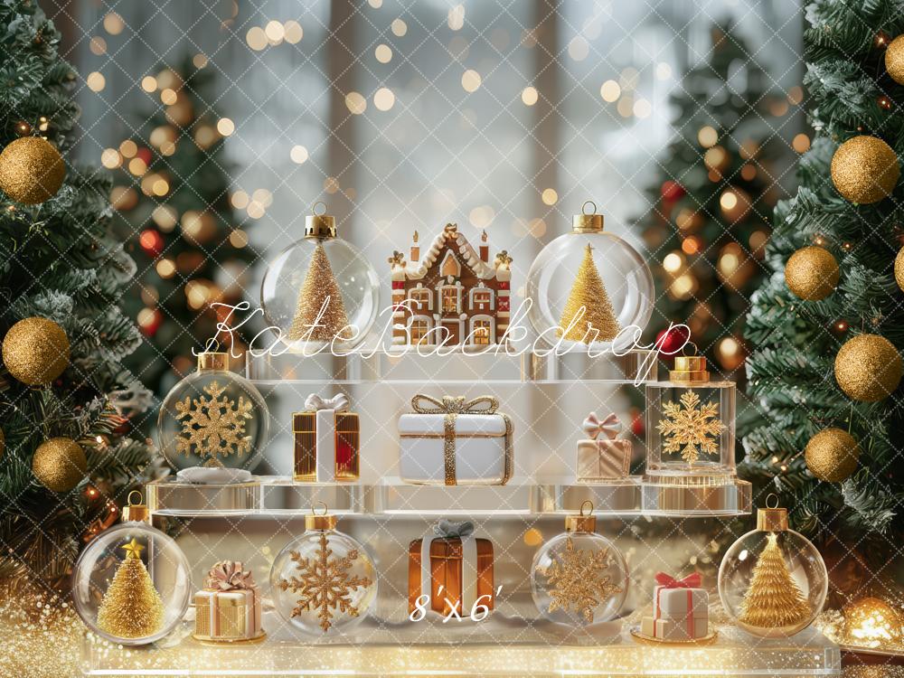 Kate Christmas Trees Ornaments Gingerbread Gold Backdrop Designed by Mini MakeBelieve - Image 3