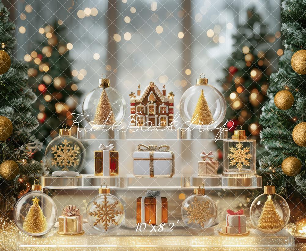 Kate Christmas Trees Ornaments Gingerbread Gold Backdrop Designed by Mini MakeBelieve - Image 6