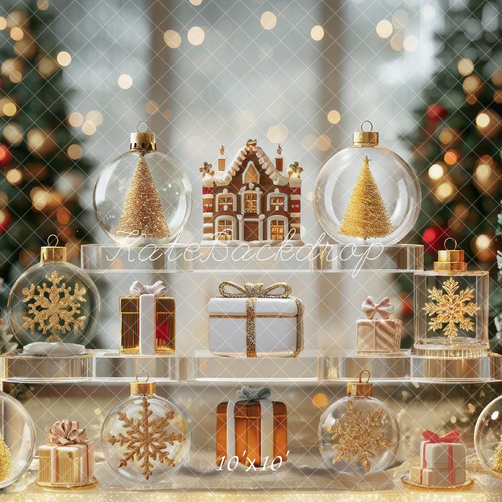 Kate Christmas Trees Ornaments Gingerbread Gold Backdrop Designed by Mini MakeBelieve - Image 7