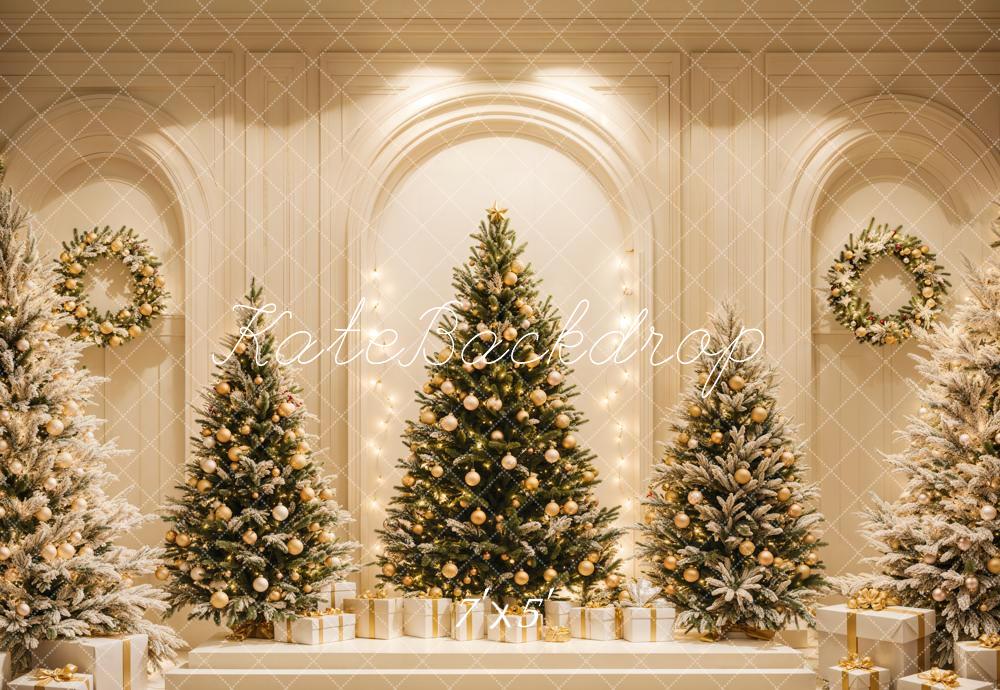 Kate Christmas Trees Retro Arch Gifts Backdrop Designed by Emetselch - Image 2
