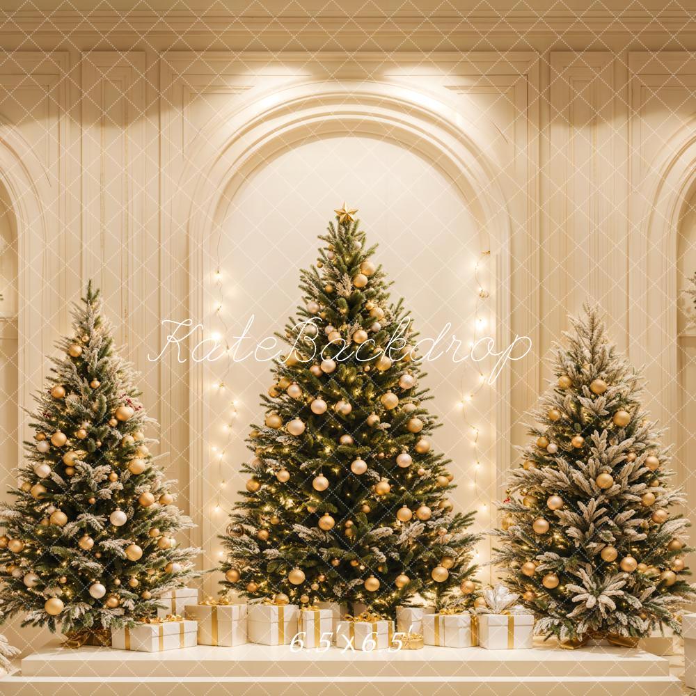Kate Christmas Trees Retro Arch Gifts Backdrop Designed by Emetselch - Image 3