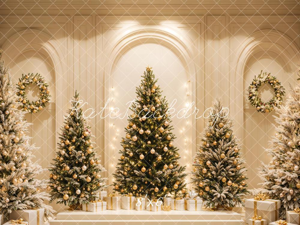 Kate Christmas Trees Retro Arch Gifts Backdrop Designed by Emetselch - Image 4