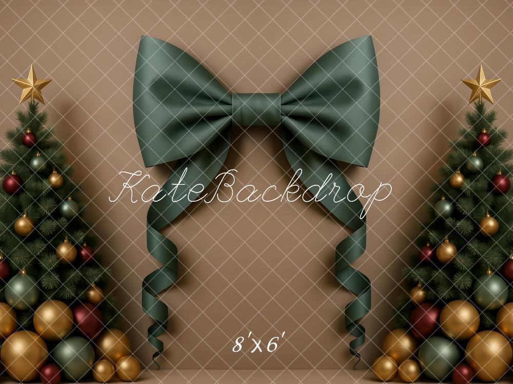 Kate Christmas Trees Ribbon Bow Gold Ornaments Backdrop Designed by Patty Robert - Image 3
