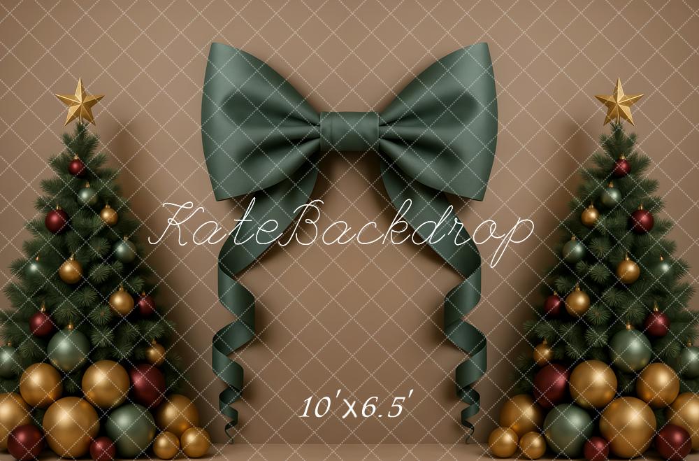 Kate Christmas Trees Ribbon Bow Gold Ornaments Backdrop Designed by Patty Robert - Image 4