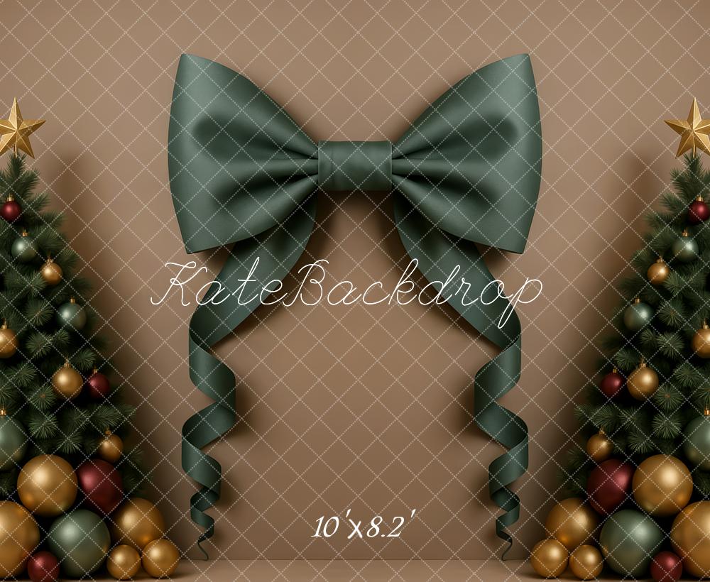 Kate Christmas Trees Ribbon Bow Gold Ornaments Backdrop Designed by Patty Robert - Image 6