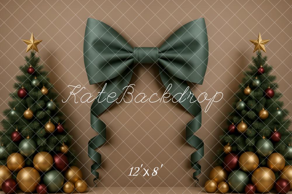 Kate Christmas Trees Ribbon Bow Gold Ornaments Backdrop Designed by Patty Robert - Image 8
