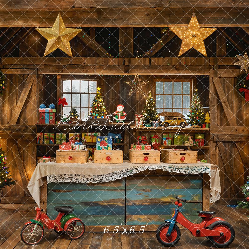 Kate Christmas Trees Rustic Gifts Bikes Backdrop Designed by Emetselch - Image 2
