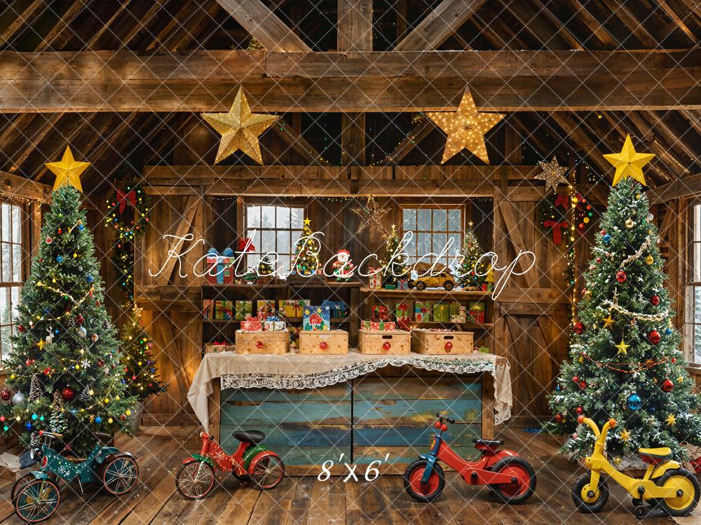Kate Christmas Trees Rustic Gifts Bikes Backdrop Designed by Emetselch - Image 3