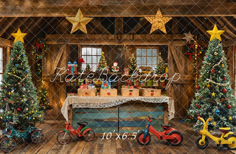 Kate Christmas Trees Rustic Gifts Bikes Backdrop Designed by Emetselch - Image 4