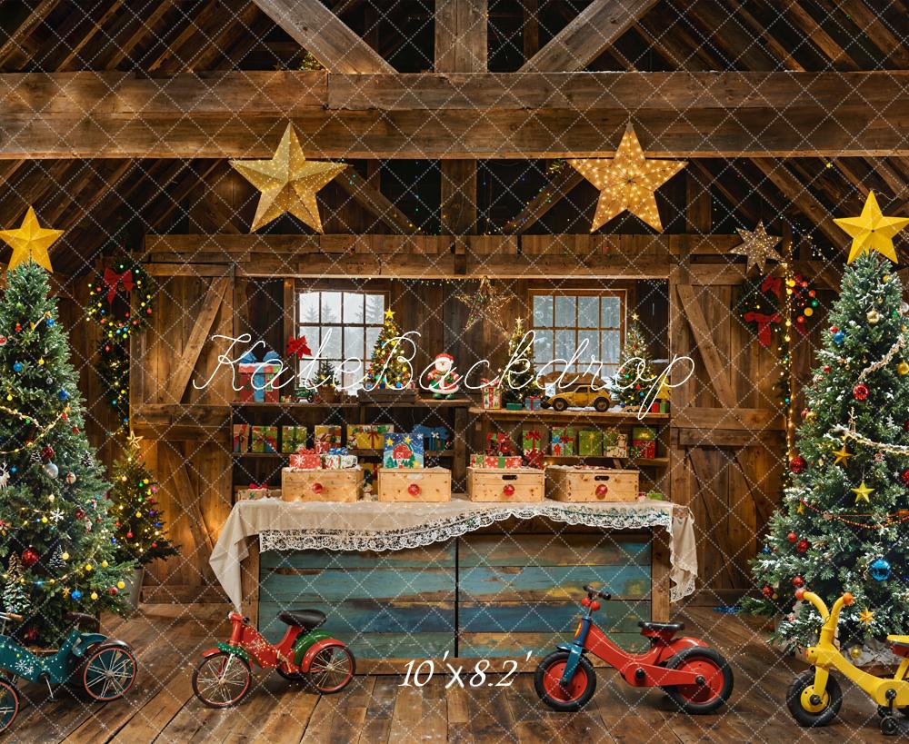 Kate Christmas Trees Rustic Gifts Bikes Backdrop Designed by Emetselch - Image 5