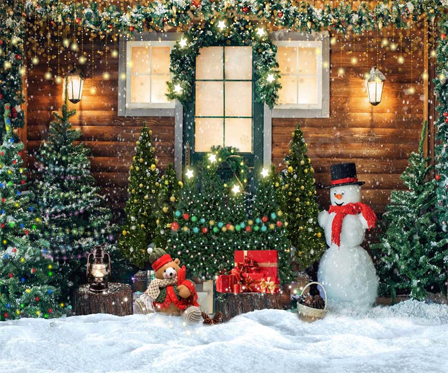 Kate Christmas Trees Snow House Backdrop for Photography - Image 3