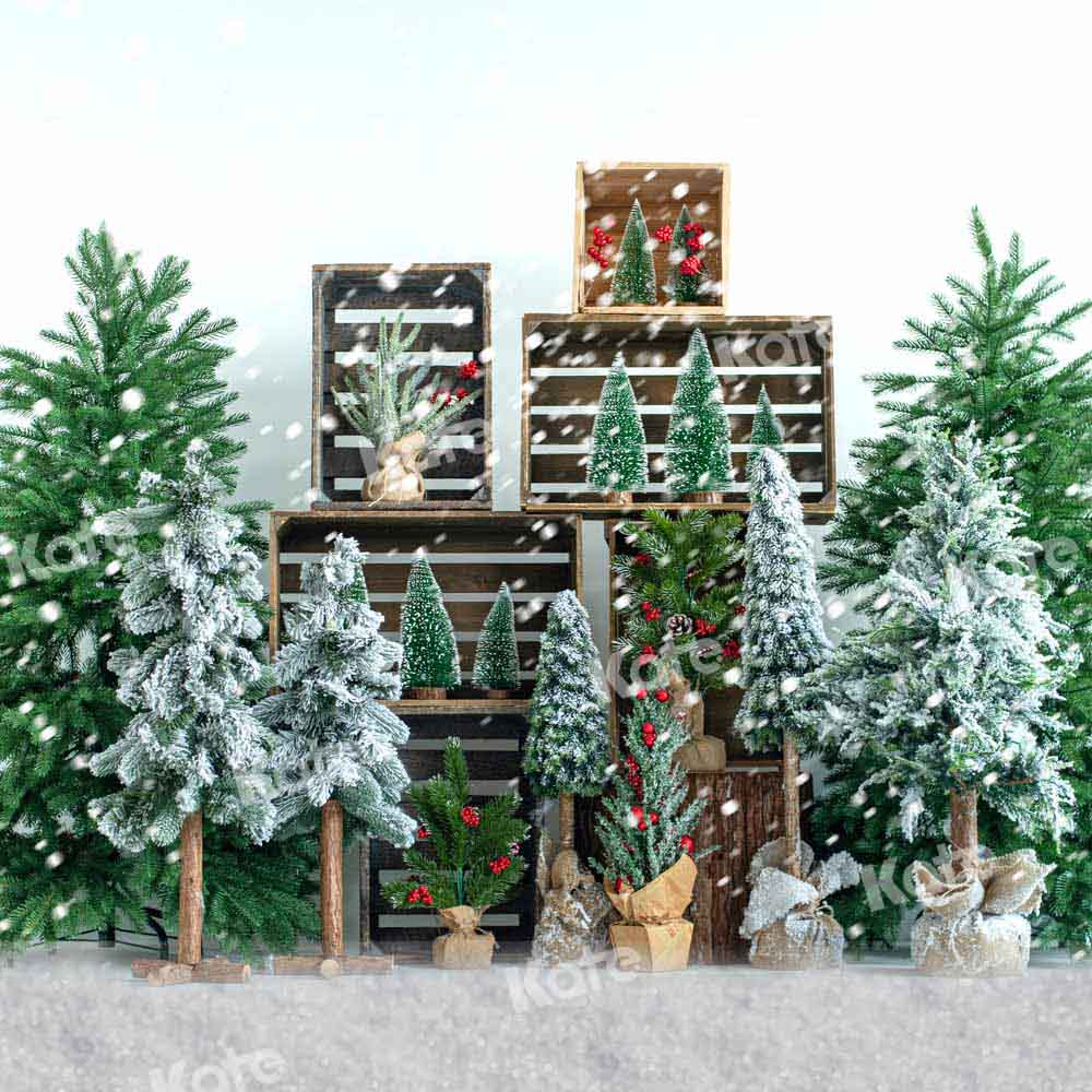 Kate Christmas Trees Snowy Backdrop Designed by Emetselch - Image 2