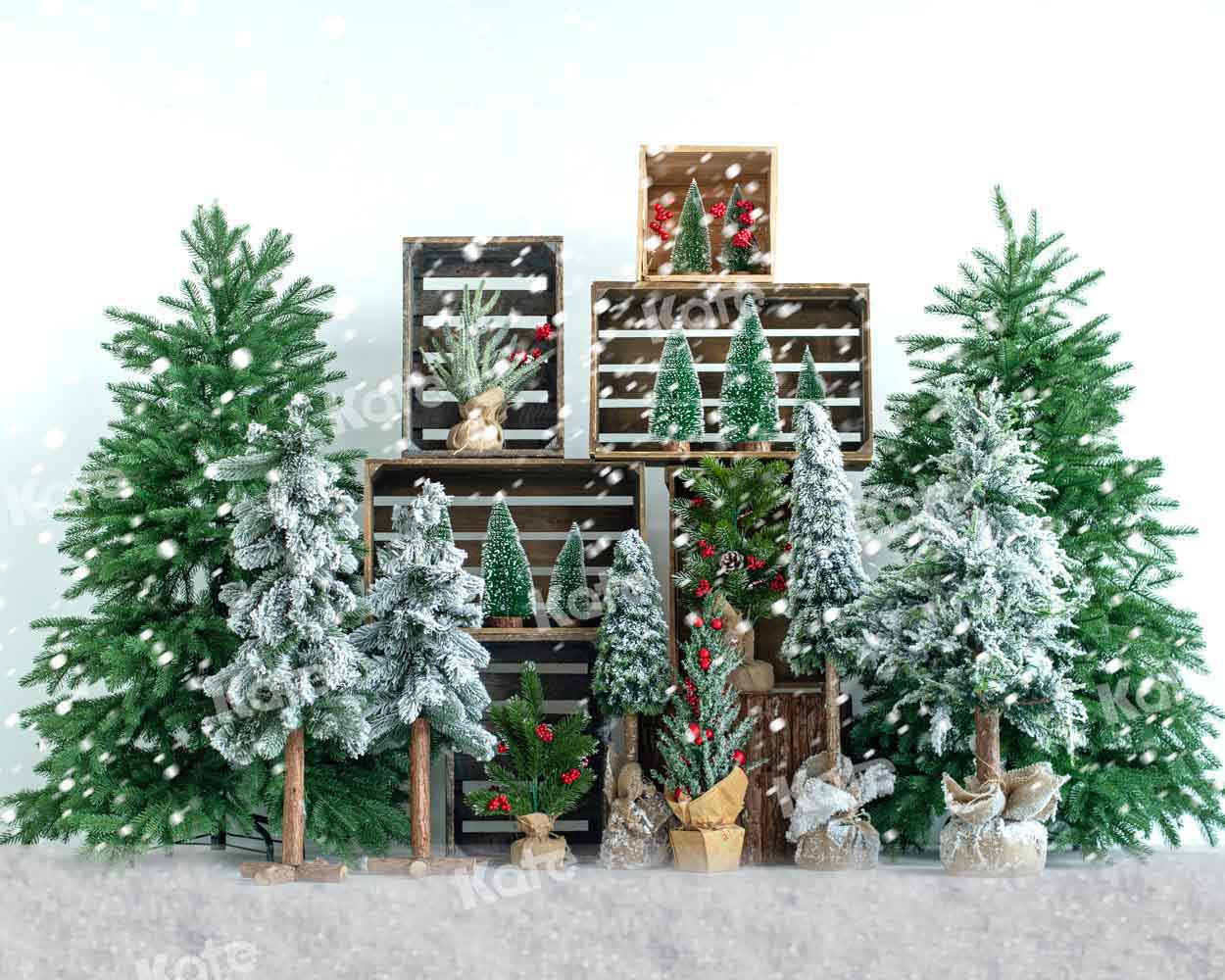 Kate Christmas Trees Snowy Backdrop Designed by Emetselch - Image 3
