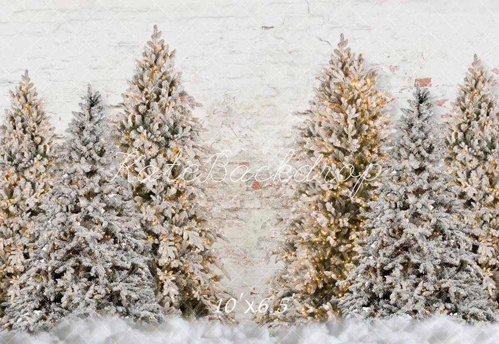Kate Christmas Trees Snowy Garden Wall Backdrop for Photography - Image 2