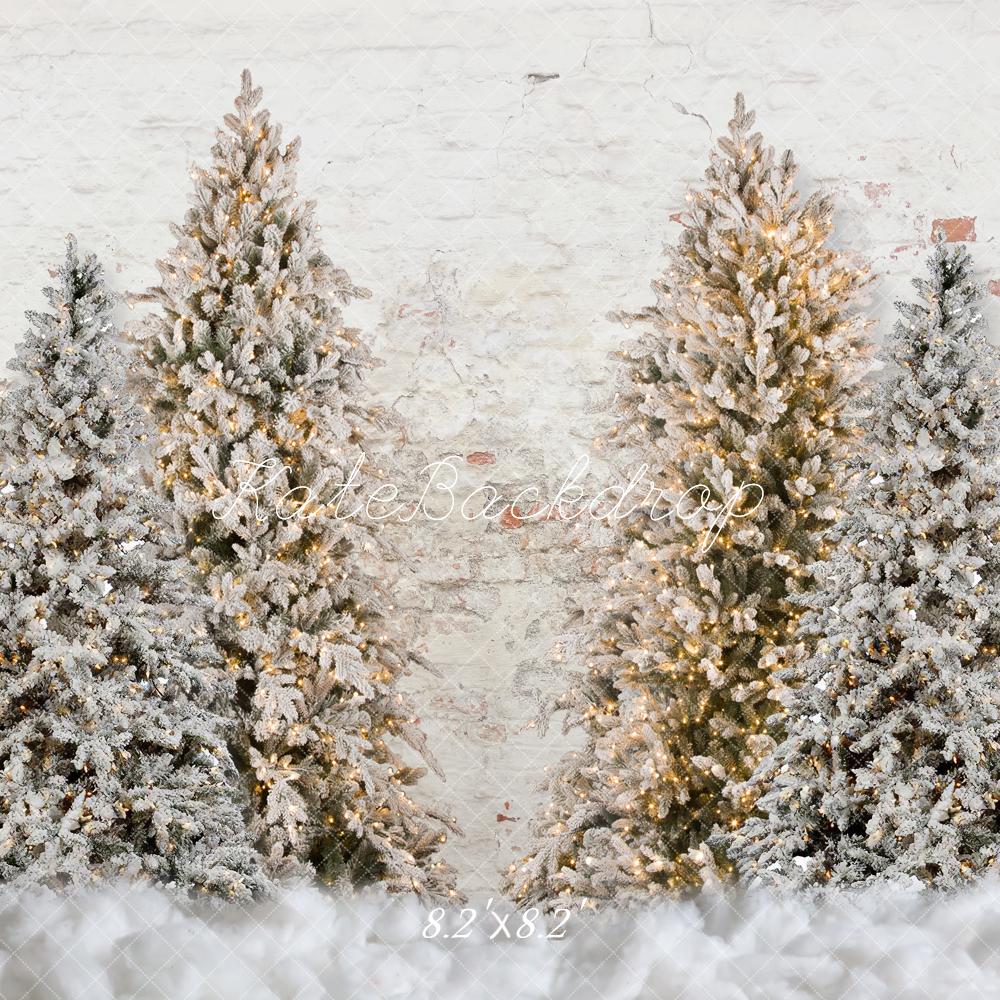 Kate Christmas Trees Snowy Garden Wall Backdrop for Photography - Image 4