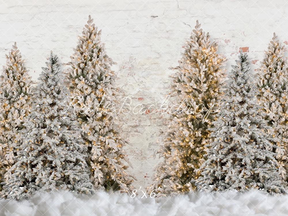 Kate Christmas Trees Snowy Garden Wall Backdrop for Photography - Image 5