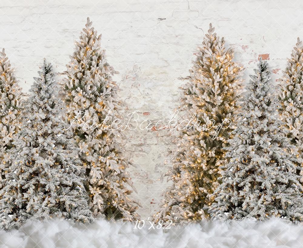 Kate Christmas Trees Snowy Garden Wall Backdrop for Photography - Image 6