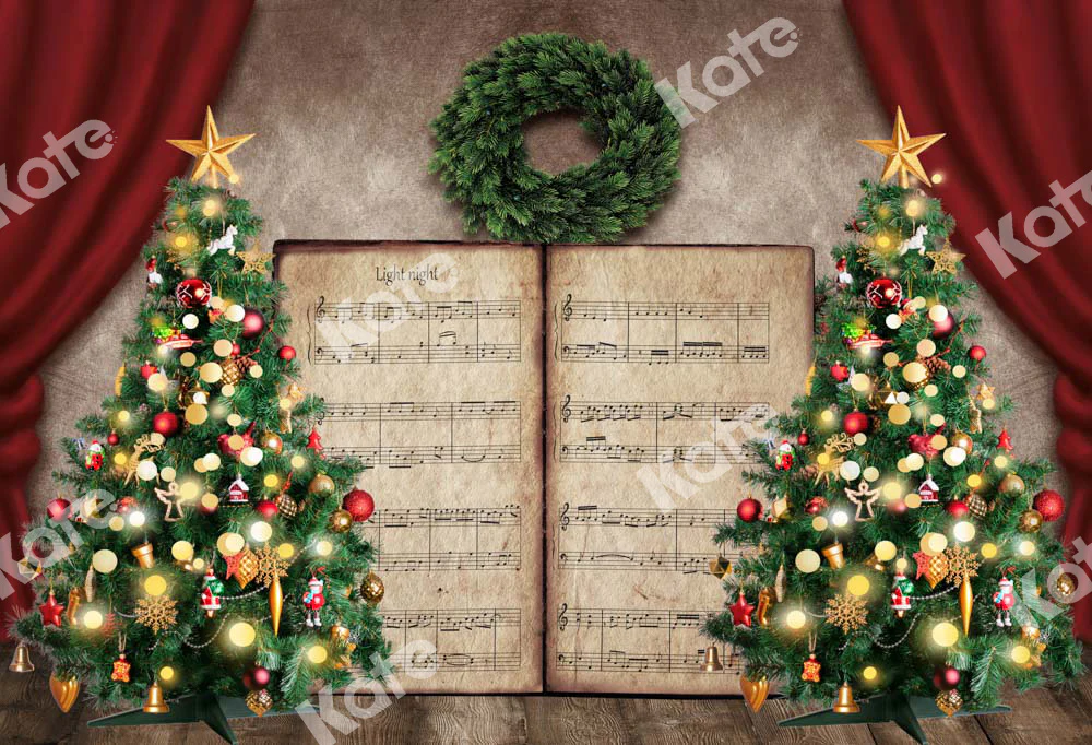 Kate Christmas Trees Song Book Backdrop Designed by Chain Photography