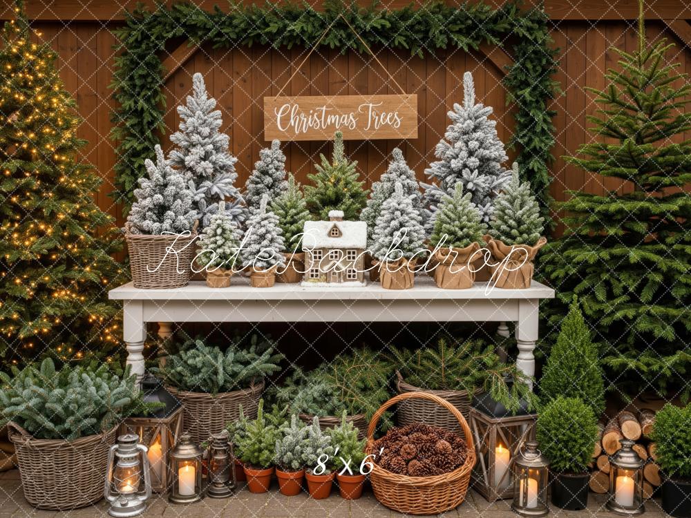 Kate Christmas Trees Table Lanterns Rustic Backdrop Designed by Patty Robert - Image 3