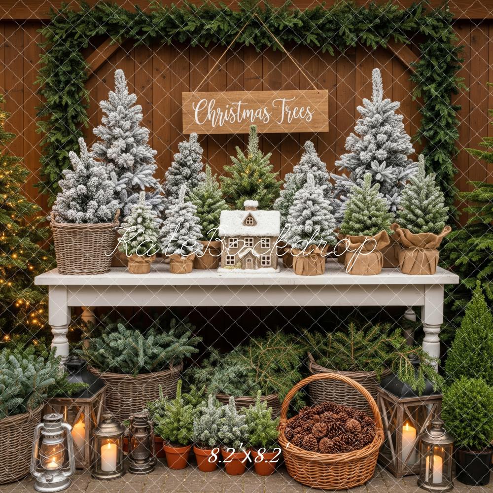 Kate Christmas Trees Table Lanterns Rustic Backdrop Designed by Patty Robert - Image 5