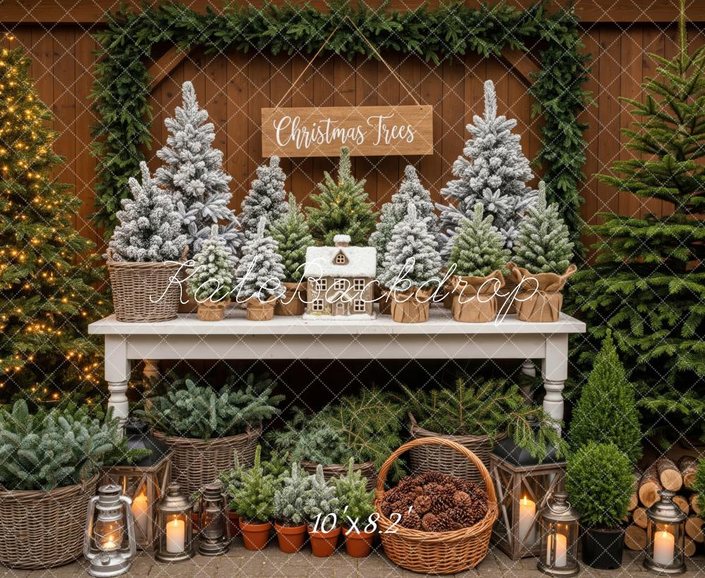 Kate Christmas Trees Table Lanterns Rustic Backdrop Designed by Patty Robert - Image 6