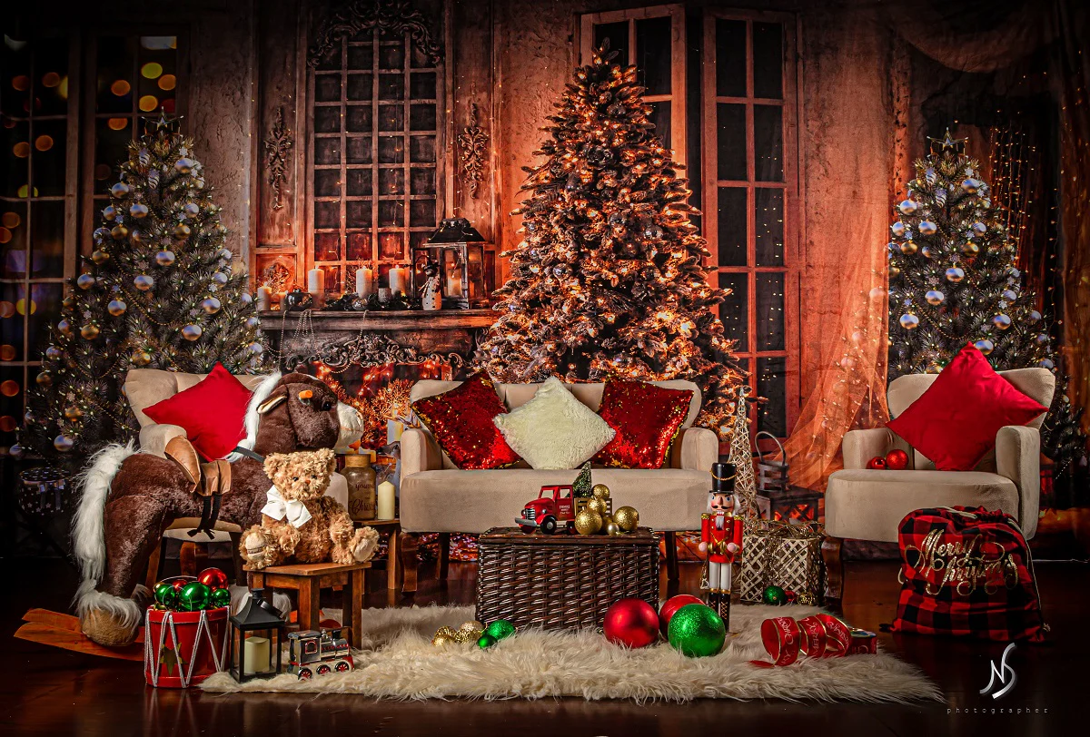 Kate Christmas Trees Warm Room Backdrop Designed by Chain Photography - Image 12