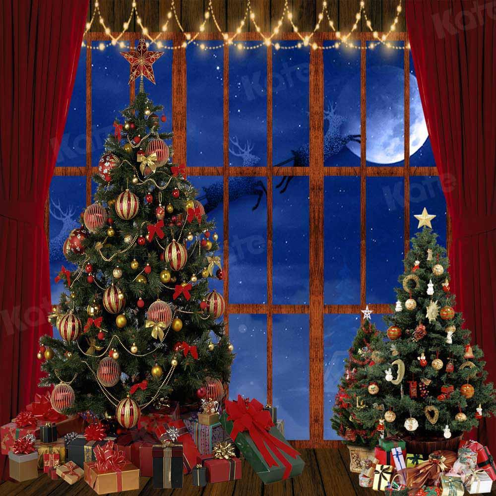 Kate Christmas Trees Window Elk Moon Backdrop Designed by Chain Photography - Image 3