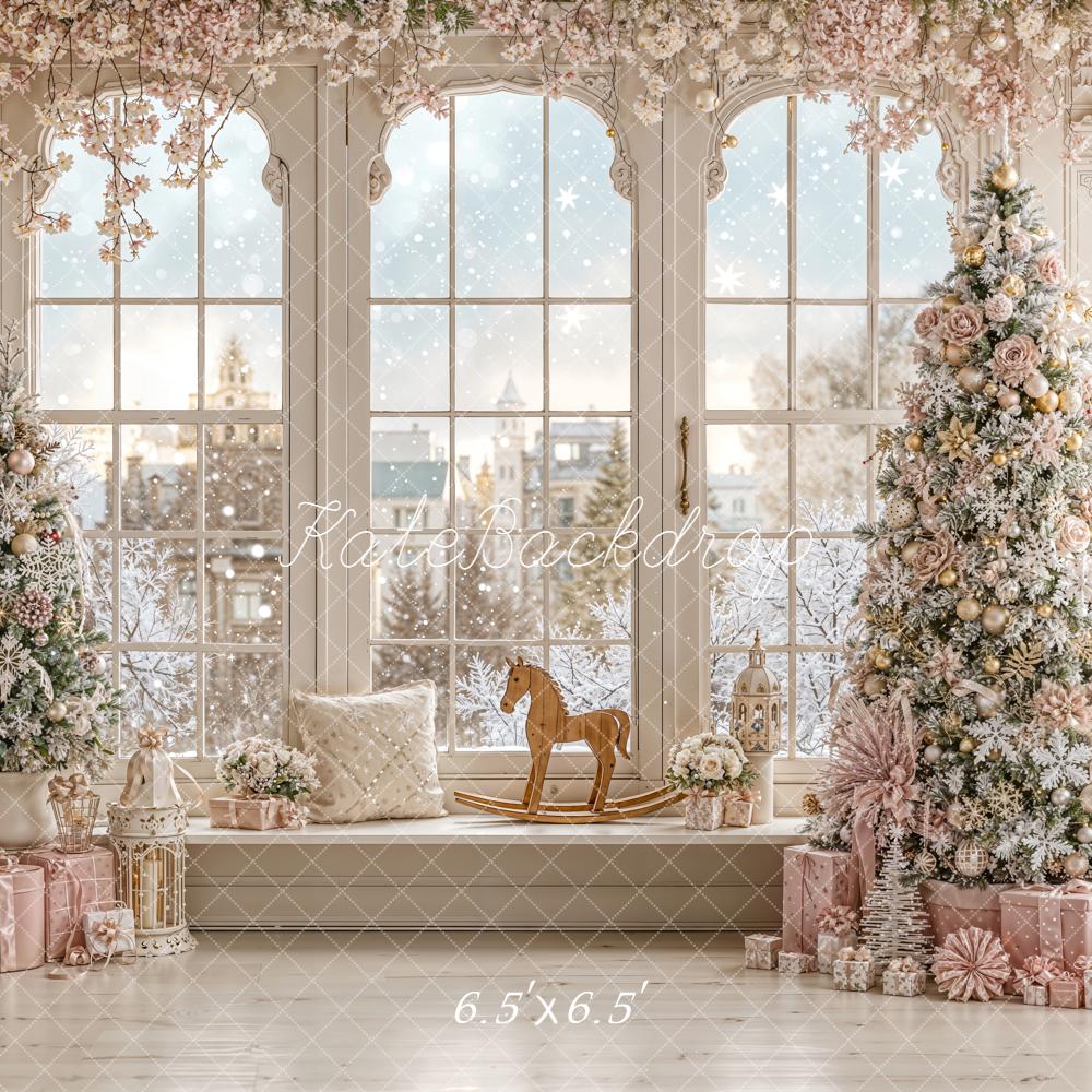 Kate Christmas Trees Window Snow Backdrop Designed by Emetselch - Image 3