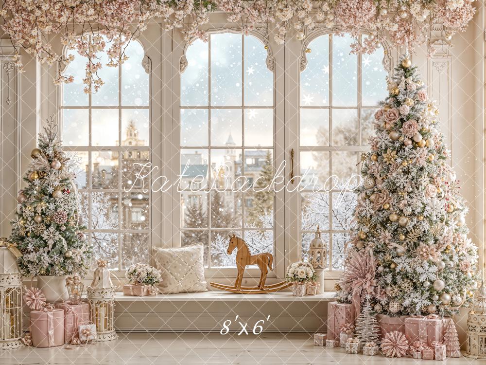 Kate Christmas Trees Window Snow Backdrop Designed by Emetselch - Image 4