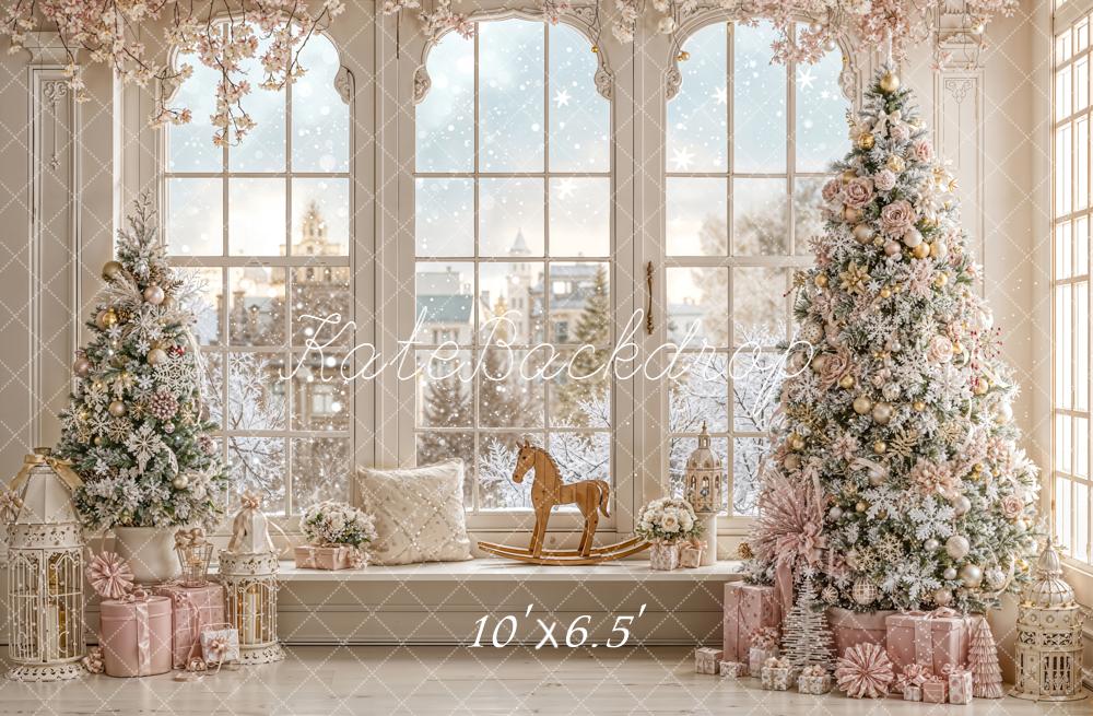 Kate Christmas Trees Window Snow Backdrop Designed by Emetselch - Image 5