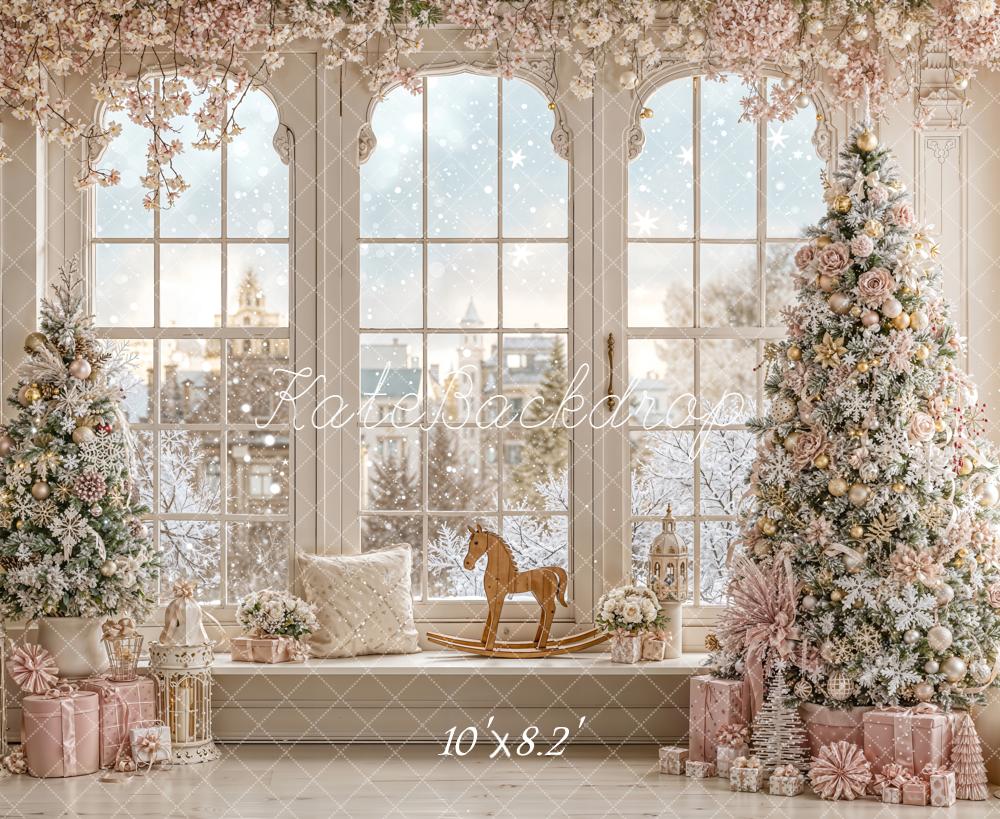 Kate Christmas Trees Window Snow Backdrop Designed by Emetselch - Image 7